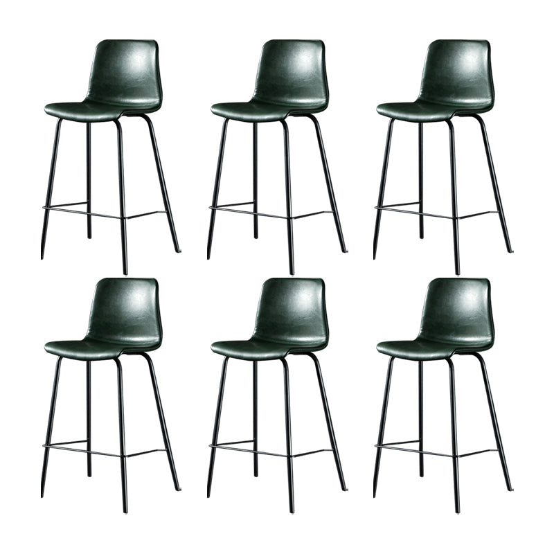 Modern Matte Finish PU Leather Barstool Low Back Restaurant Stool Blackish Green 6 Piece Set Counter Stool(26"H) Clearhalo 'Bar Furniture' 'Bar Stools' 'bar_stools' 'furn' 'furn_bar_stools' 'Furniture' 'Kitchen & Dining Furniture' 5882901
