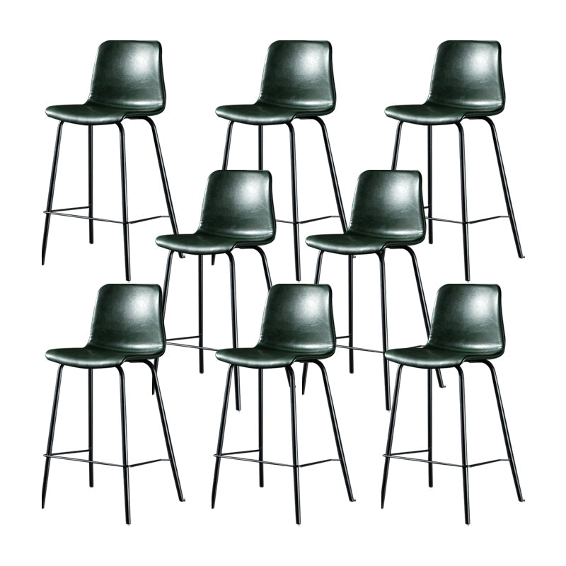 Modern Matte Finish PU Leather Barstool Low Back Restaurant Stool Blackish Green 8 Piece Set Counter Stool(26"H) Clearhalo 'Bar Furniture' 'Bar Stools' 'bar_stools' 'furn' 'furn_bar_stools' 'Furniture' 'Kitchen & Dining Furniture' 5882902