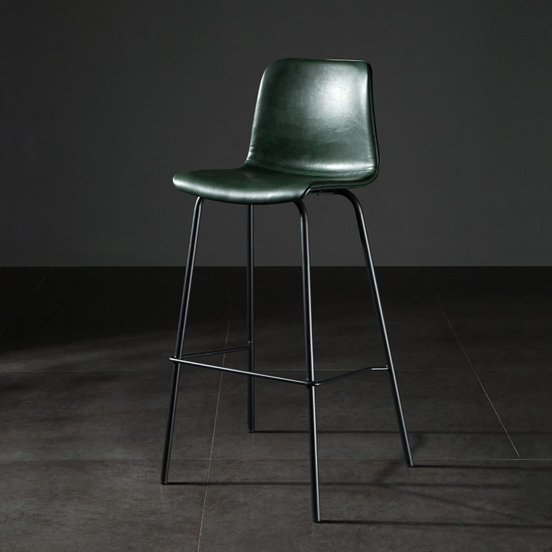 Modern Matte Finish PU Leather Barstool Low Back Restaurant Stool Blackish Green 1 Piece Bar Stool(30"H) Clearhalo 'Bar Furniture' 'Bar Stools' 'bar_stools' 'furn' 'furn_bar_stools' 'Furniture' 'Kitchen & Dining Furniture' 5882903