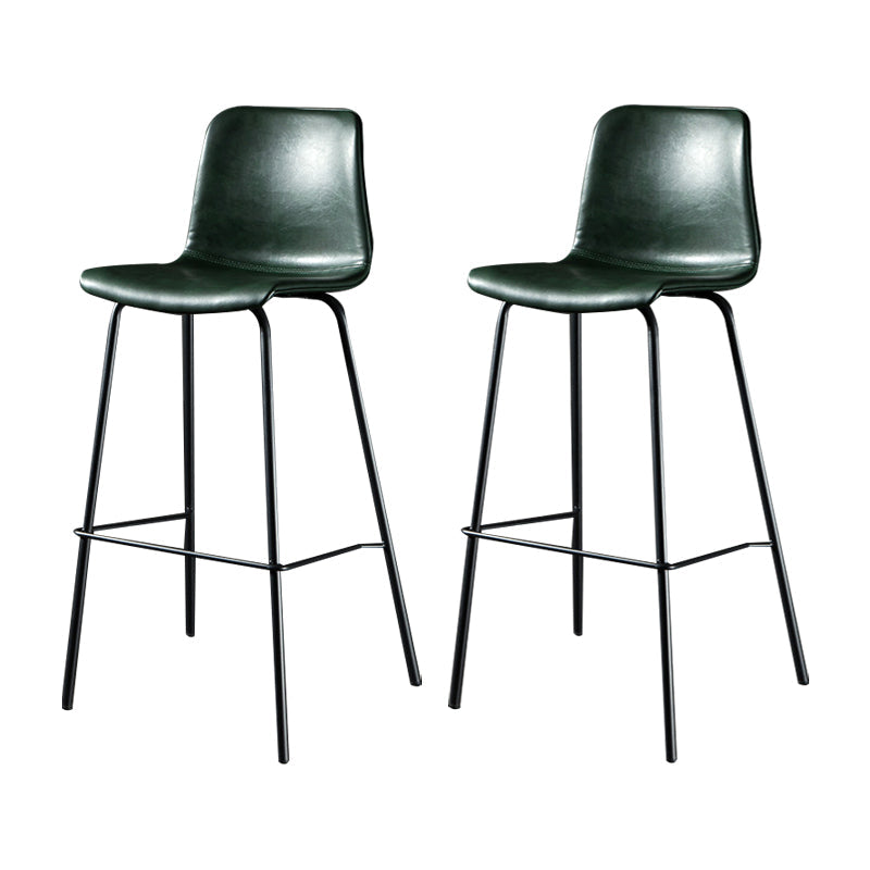 Modern Matte Finish PU Leather Barstool Low Back Restaurant Stool Blackish Green 2 Piece Set Bar Stool(30"H) Clearhalo 'Bar Furniture' 'Bar Stools' 'bar_stools' 'furn' 'furn_bar_stools' 'Furniture' 'Kitchen & Dining Furniture' 5882904