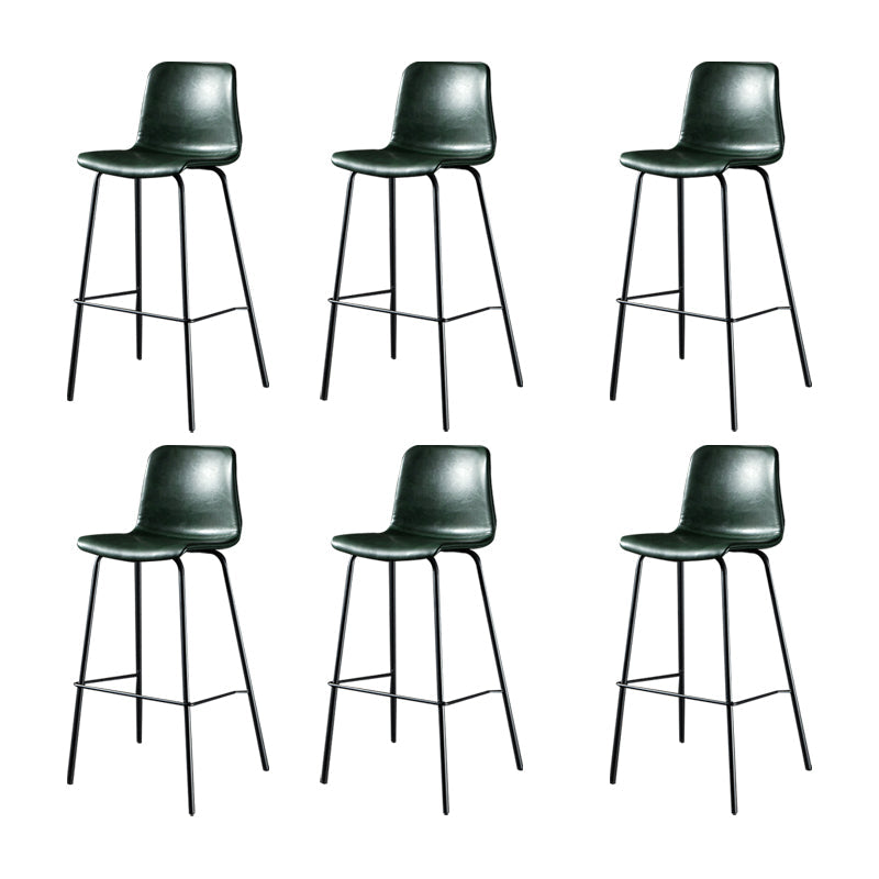 Modern Matte Finish PU Leather Barstool Low Back Restaurant Stool Blackish Green 6 Piece Set Bar Stool(30"H) Clearhalo 'Bar Furniture' 'Bar Stools' 'bar_stools' 'furn' 'furn_bar_stools' 'Furniture' 'Kitchen & Dining Furniture' 5882906