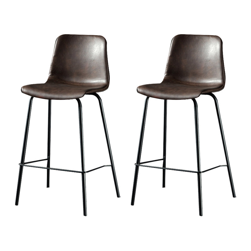 Modern Matte Finish PU Leather Barstool Low Back Restaurant Stool Coffee 2 Piece Set Counter Stool(26"H) Clearhalo 'Bar Furniture' 'Bar Stools' 'bar_stools' 'furn' 'furn_bar_stools' 'Furniture' 'Kitchen & Dining Furniture' 5882909