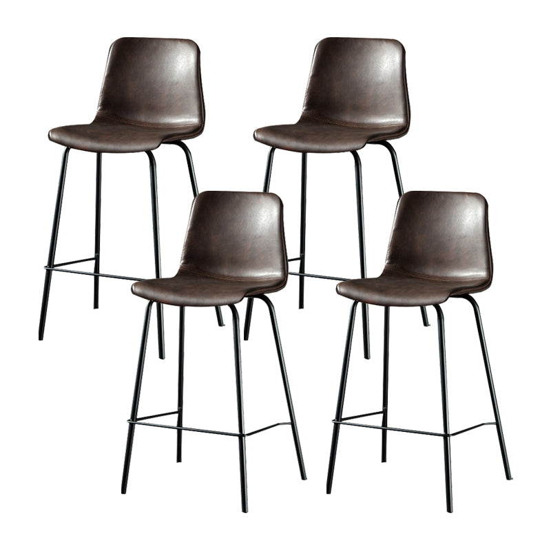 Modern Matte Finish PU Leather Barstool Low Back Restaurant Stool Coffee 4 Piece Set Counter Stool(26"H) Clearhalo 'Bar Furniture' 'Bar Stools' 'bar_stools' 'furn' 'furn_bar_stools' 'Furniture' 'Kitchen & Dining Furniture' 5882910