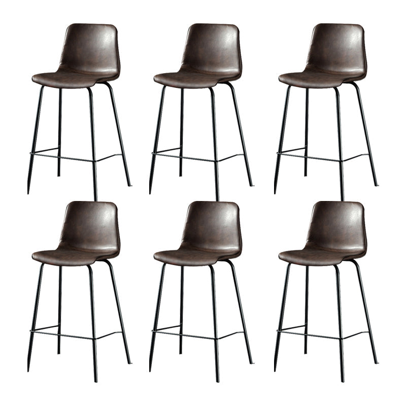 Modern Matte Finish PU Leather Barstool Low Back Restaurant Stool Coffee 6 Piece Set Counter Stool(26"H) Clearhalo 'Bar Furniture' 'Bar Stools' 'bar_stools' 'furn' 'furn_bar_stools' 'Furniture' 'Kitchen & Dining Furniture' 5882911