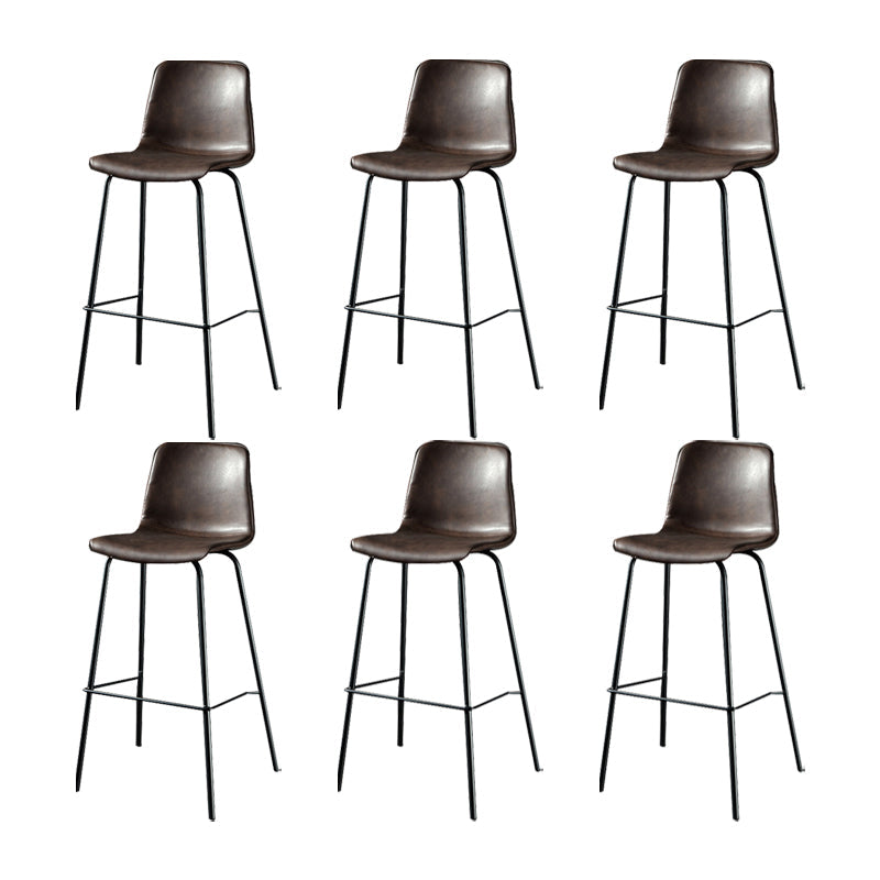 Modern Matte Finish PU Leather Barstool Low Back Restaurant Stool Coffee 6 Piece Set Bar Stool(30"H) Clearhalo 'Bar Furniture' 'Bar Stools' 'bar_stools' 'furn' 'furn_bar_stools' 'Furniture' 'Kitchen & Dining Furniture' 5882916