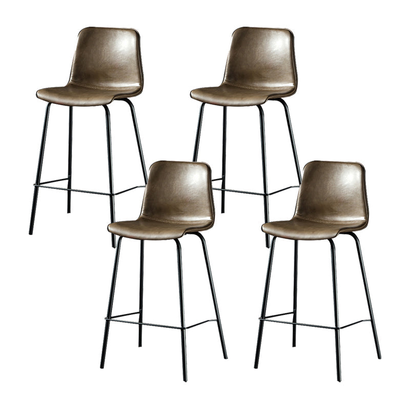 Modern Matte Finish PU Leather Barstool Low Back Restaurant Stool Brown 4 Piece Set Counter Stool(26"H) Clearhalo 'Bar Furniture' 'Bar Stools' 'bar_stools' 'furn' 'furn_bar_stools' 'Furniture' 'Kitchen & Dining Furniture' 5882920