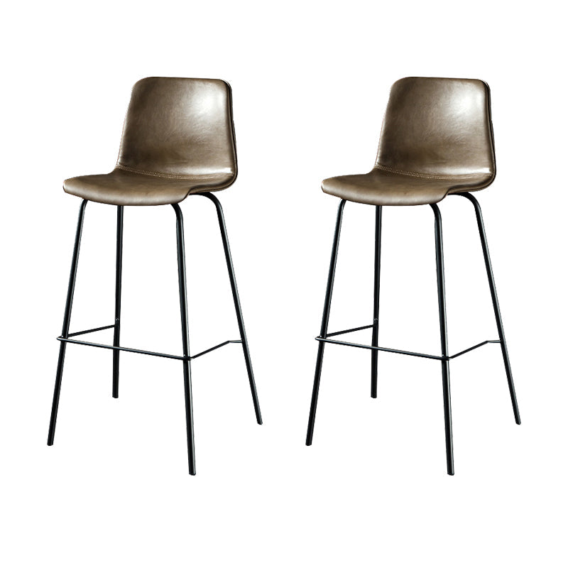 Modern Matte Finish PU Leather Barstool Low Back Restaurant Stool Brown 2 Piece Set Bar Stool(30"H) Clearhalo 'Bar Furniture' 'Bar Stools' 'bar_stools' 'furn' 'furn_bar_stools' 'Furniture' 'Kitchen & Dining Furniture' 5882924