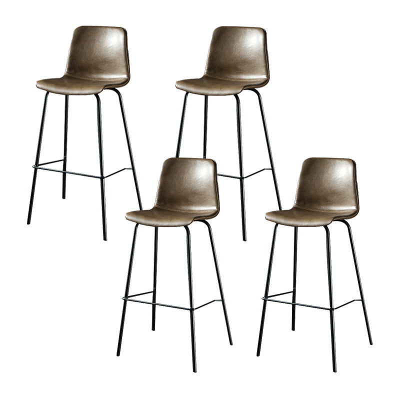 Modern Matte Finish PU Leather Barstool Low Back Restaurant Stool Brown 4 Piece Set Bar Stool(30"H) Clearhalo 'Bar Furniture' 'Bar Stools' 'bar_stools' 'furn' 'furn_bar_stools' 'Furniture' 'Kitchen & Dining Furniture' 5882925