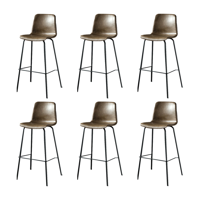 Modern Matte Finish PU Leather Barstool Low Back Restaurant Stool Brown 6 Piece Set Bar Stool(30"H) Clearhalo 'Bar Furniture' 'Bar Stools' 'bar_stools' 'furn' 'furn_bar_stools' 'Furniture' 'Kitchen & Dining Furniture' 5882926