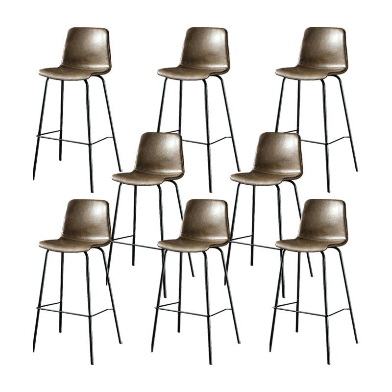 Modern Matte Finish PU Leather Barstool Low Back Restaurant Stool Brown 8 Piece Set Bar Stool(30"H) Clearhalo 'Bar Furniture' 'Bar Stools' 'bar_stools' 'furn' 'furn_bar_stools' 'Furniture' 'Kitchen & Dining Furniture' 5882927