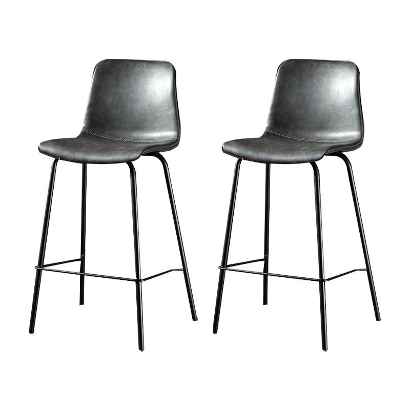 Modern Matte Finish PU Leather Barstool Low Back Restaurant Stool Grey 2 Piece Set Counter Stool(26"H) Clearhalo 'Bar Furniture' 'Bar Stools' 'bar_stools' 'furn' 'furn_bar_stools' 'Furniture' 'Kitchen & Dining Furniture' 5882929