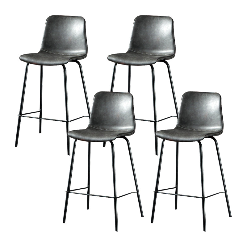 Modern Matte Finish PU Leather Barstool Low Back Restaurant Stool Grey 4 Piece Set Counter Stool(26"H) Clearhalo 'Bar Furniture' 'Bar Stools' 'bar_stools' 'furn' 'furn_bar_stools' 'Furniture' 'Kitchen & Dining Furniture' 5882930