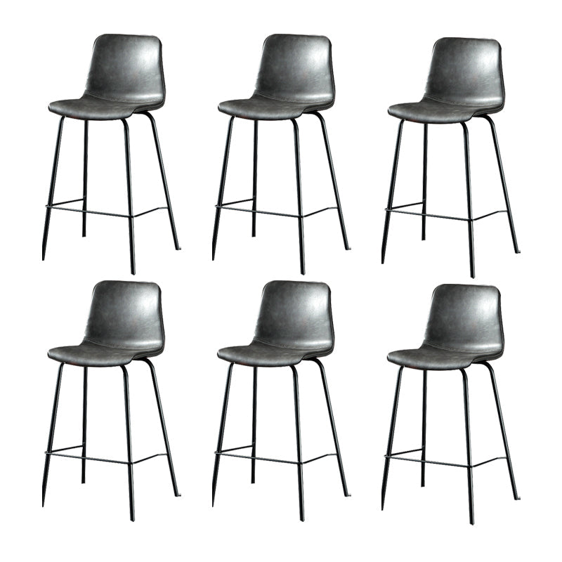 Modern Matte Finish PU Leather Barstool Low Back Restaurant Stool Grey 6 Piece Set Counter Stool(26"H) Clearhalo 'Bar Furniture' 'Bar Stools' 'bar_stools' 'furn' 'furn_bar_stools' 'Furniture' 'Kitchen & Dining Furniture' 5882931