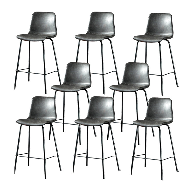 Modern Matte Finish PU Leather Barstool Low Back Restaurant Stool Grey 8 Piece Set Counter Stool(26"H) Clearhalo 'Bar Furniture' 'Bar Stools' 'bar_stools' 'furn' 'furn_bar_stools' 'Furniture' 'Kitchen & Dining Furniture' 5882932