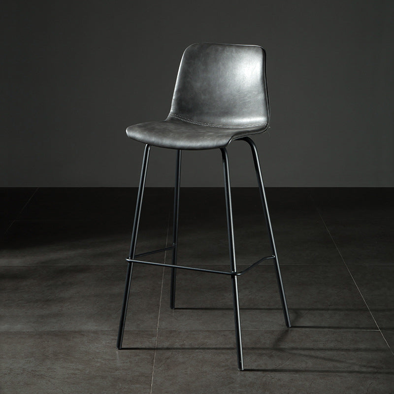 Modern Matte Finish PU Leather Barstool Low Back Restaurant Stool Grey 1 Piece Bar Stool(30"H) Clearhalo 'Bar Furniture' 'Bar Stools' 'bar_stools' 'furn' 'furn_bar_stools' 'Furniture' 'Kitchen & Dining Furniture' 5882933