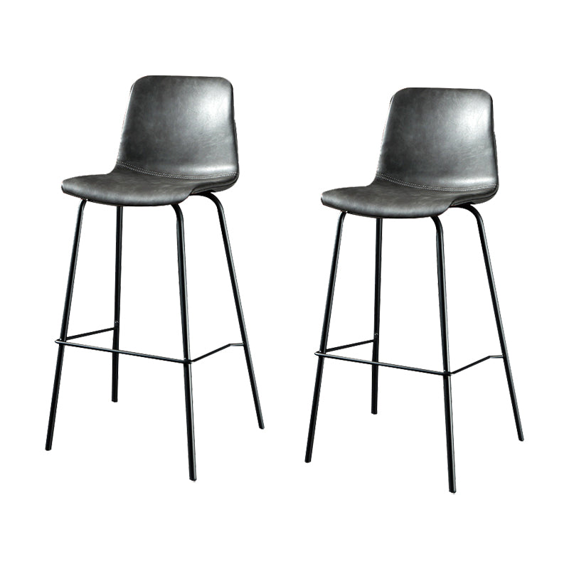Modern Matte Finish PU Leather Barstool Low Back Restaurant Stool Grey 2 Piece Set Bar Stool(30"H) Clearhalo 'Bar Furniture' 'Bar Stools' 'bar_stools' 'furn' 'furn_bar_stools' 'Furniture' 'Kitchen & Dining Furniture' 5882934