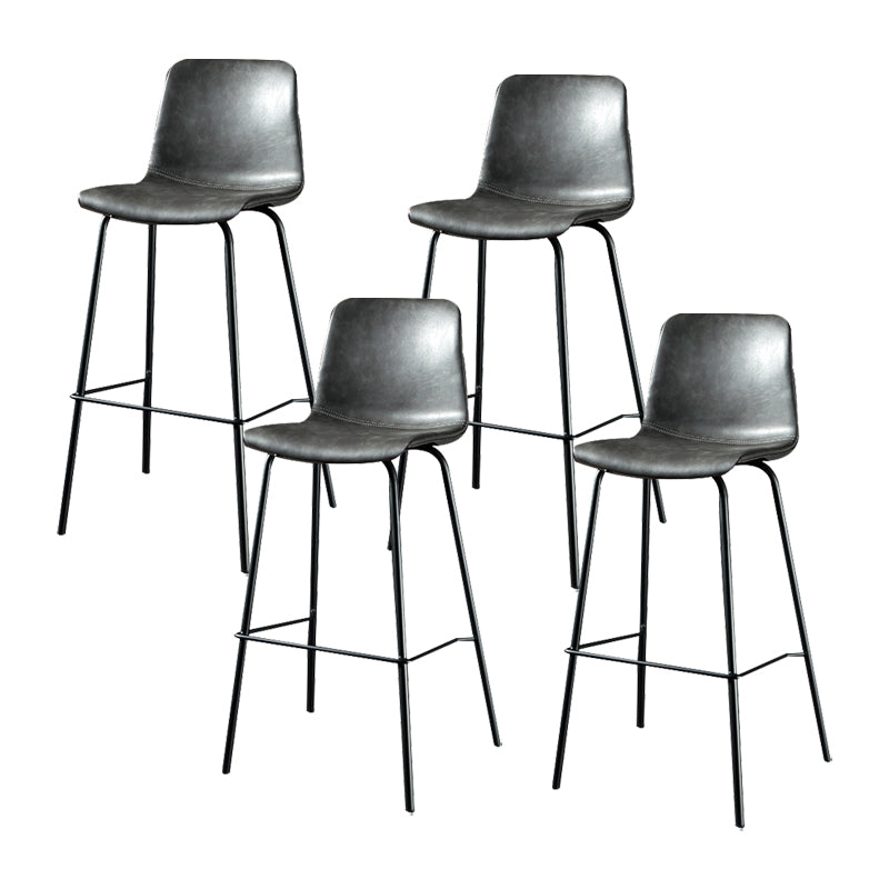 Modern Matte Finish PU Leather Barstool Low Back Restaurant Stool Grey 4 Piece Set Bar Stool(30"H) Clearhalo 'Bar Furniture' 'Bar Stools' 'bar_stools' 'furn' 'furn_bar_stools' 'Furniture' 'Kitchen & Dining Furniture' 5882935