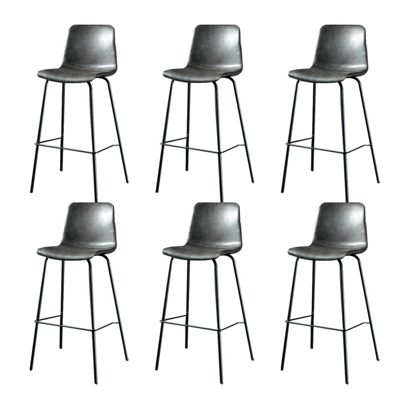 Modern Matte Finish PU Leather Barstool Low Back Restaurant Stool Grey 6 Piece Set Bar Stool(30"H) Clearhalo 'Bar Furniture' 'Bar Stools' 'bar_stools' 'furn' 'furn_bar_stools' 'Furniture' 'Kitchen & Dining Furniture' 5882936