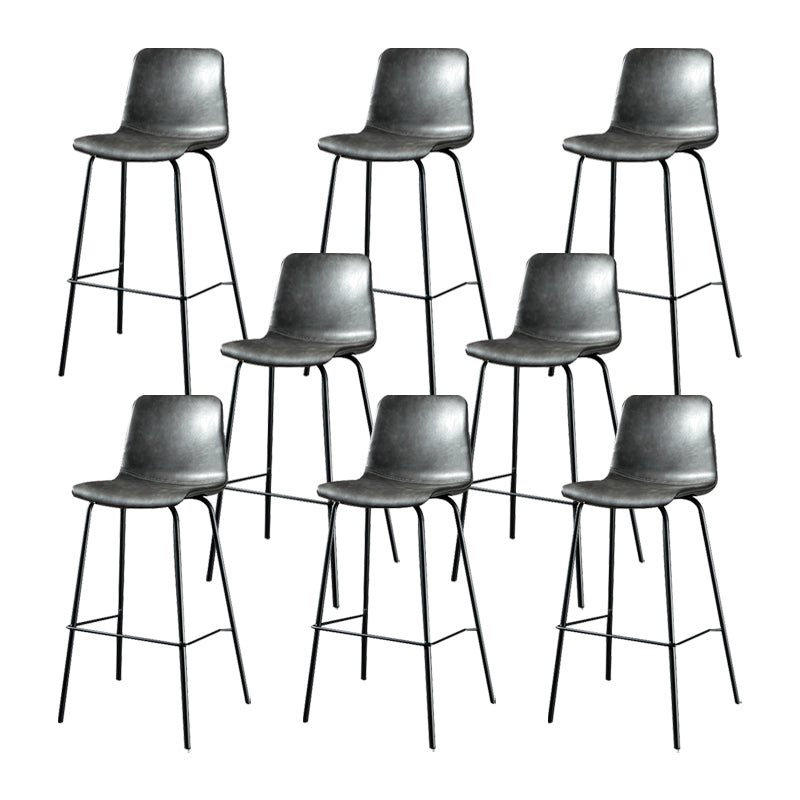 Modern Matte Finish PU Leather Barstool Low Back Restaurant Stool Grey 8 Piece Set Bar Stool(30"H) Clearhalo 'Bar Furniture' 'Bar Stools' 'bar_stools' 'furn' 'furn_bar_stools' 'Furniture' 'Kitchen & Dining Furniture' 5882937
