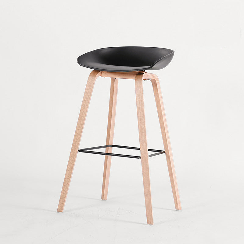 Sgabello da bar senza bracciole moderno con banco in legno in legno con poggiapiedi