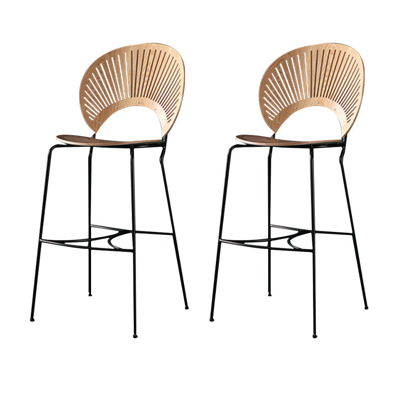 Industrial Full Back Counter Stool Armless Stackable Bar Chair with Metal Legs Wood 2 Piece Set Clearhalo 'Bar Furniture' 'Bar Stools' 'bar_stools' 'furn' 'furn_bar_stools' 'Furniture' 'Kitchen & Dining Furniture' 5883130