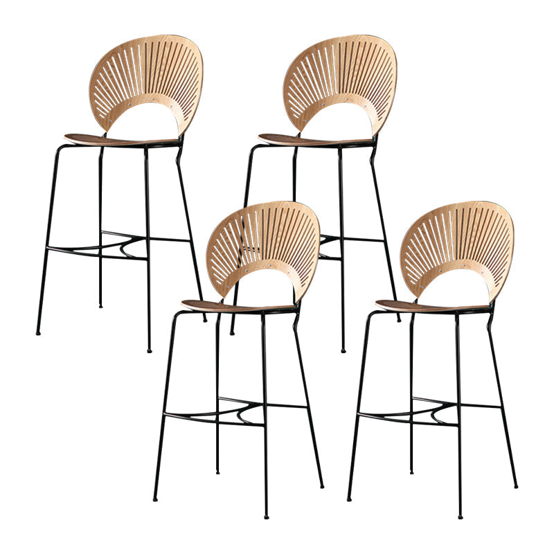 Industrial Full Back Counter Stool Armless Stackable Bar Chair with Metal Legs Wood 4 Piece Set Clearhalo 'Bar Furniture' 'Bar Stools' 'bar_stools' 'furn' 'furn_bar_stools' 'Furniture' 'Kitchen & Dining Furniture' 5883132