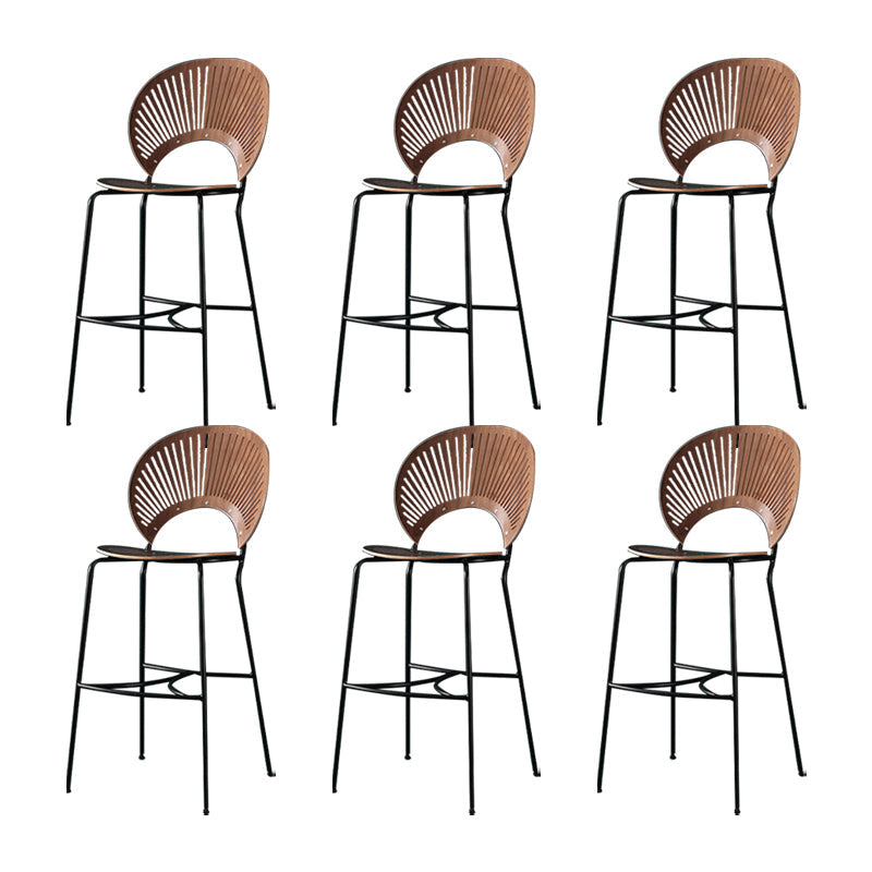 Industrial Full Back Counter Stool Armless Stackable Bar Chair with Metal Legs Walnut 6 Piece Set Clearhalo 'Bar Furniture' 'Bar Stools' 'bar_stools' 'furn' 'furn_bar_stools' 'Furniture' 'Kitchen & Dining Furniture' 5883150
