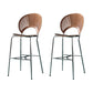 Industrial Full Back Counter Stool Armless Stackable Bar Chair with Metal Legs Walnut-Grey 2 Piece Set Clearhalo 'Bar Furniture' 'Bar Stools' 'bar_stools' 'furn' 'furn_bar_stools' 'Furniture' 'Kitchen & Dining Furniture' 5883152