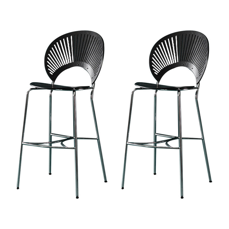 Industrial Full Back Counter Stool Armless Stackable Bar Chair with Metal Legs Black-Silver 2 Piece Set Clearhalo 'Bar Furniture' 'Bar Stools' 'bar_stools' 'furn' 'furn_bar_stools' 'Furniture' 'Kitchen & Dining Furniture' 5883156