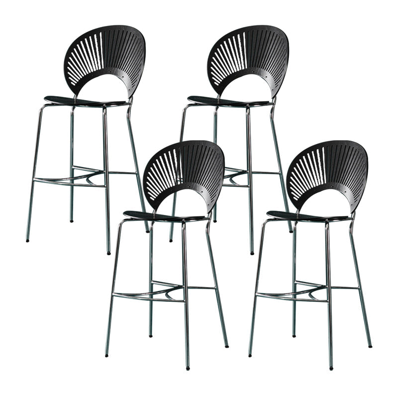 Industrial Full Back Counter Stool Armless Stackable Bar Chair with Metal Legs Black-Silver 4 Piece Set Clearhalo 'Bar Furniture' 'Bar Stools' 'bar_stools' 'furn' 'furn_bar_stools' 'Furniture' 'Kitchen & Dining Furniture' 5883157