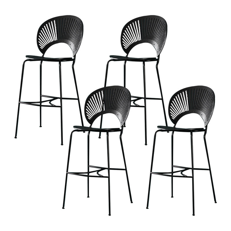 Industrial Full Back Counter Stool Armless Stackable Bar Chair with Metal Legs Black 4 Piece Set Clearhalo 'Bar Furniture' 'Bar Stools' 'bar_stools' 'furn' 'furn_bar_stools' 'Furniture' 'Kitchen & Dining Furniture' 5883161