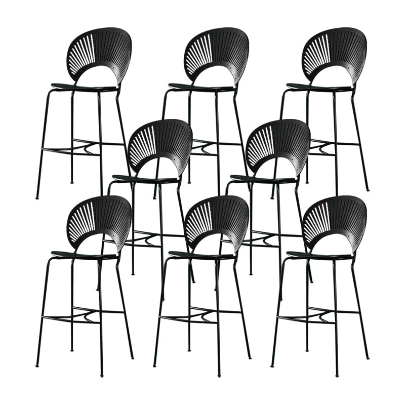 Industrial Full Back Counter Stool Armless Stackable Bar Chair with Metal Legs Black 8 Piece Set Clearhalo 'Bar Furniture' 'Bar Stools' 'bar_stools' 'furn' 'furn_bar_stools' 'Furniture' 'Kitchen & Dining Furniture' 5883163