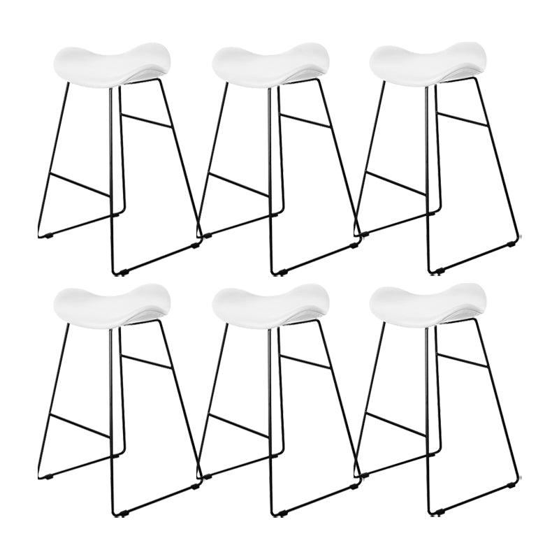 Industrial Armless Bucket Counter Stool Faux Leather Bar Chair with Metal Legs