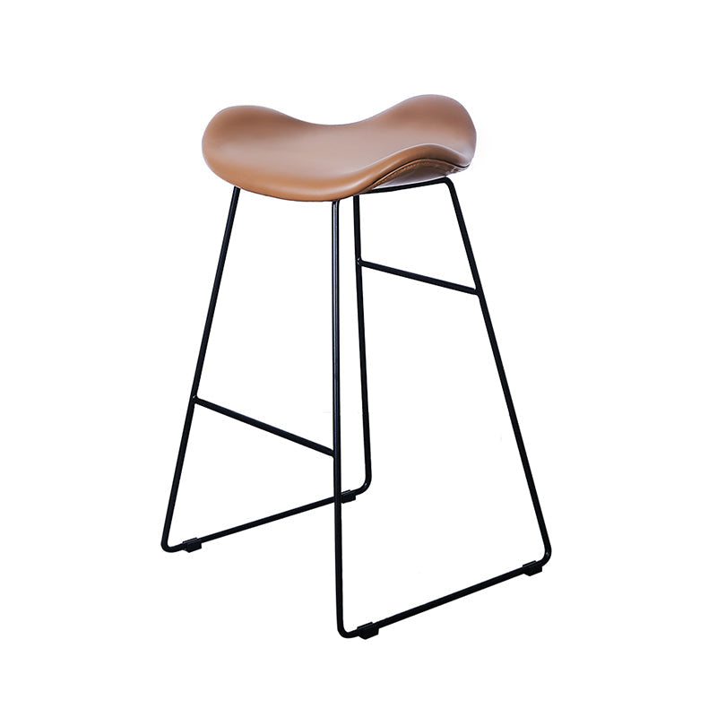Sedia da bar in pelle di sgax con bancone senza braccio industriale con zampe metalliche