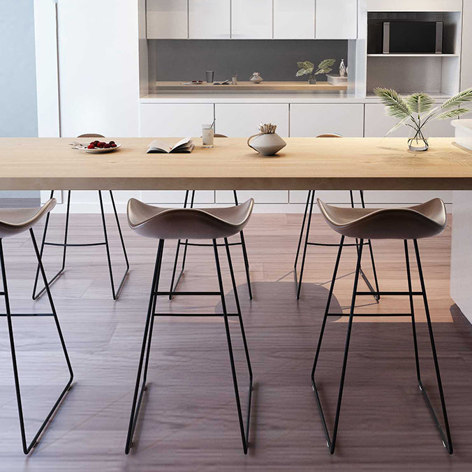 Sedia da bar in pelle di sgax con bancone senza braccio industriale con zampe metalliche