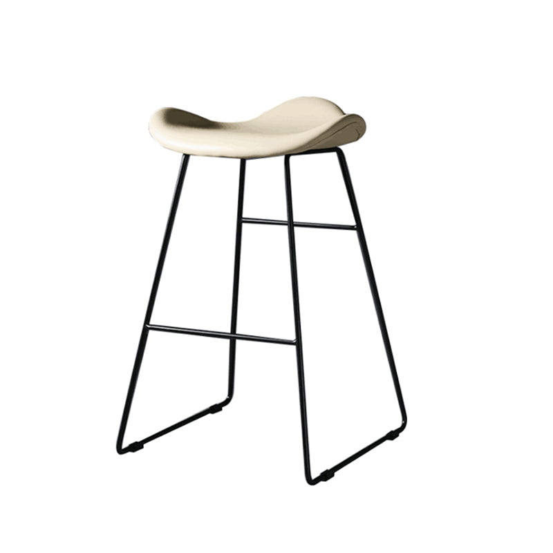 Industrial Armless Bucket Counter Stool Faux Leather Bar Chair with Metal Legs