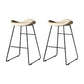 Industrial Armless Bucket Counter Stool Faux Leather Bar Chair with Metal Legs