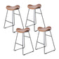 Industrial Armless Bucket Counter Stool Faux Leather Bar Chair with Metal Legs