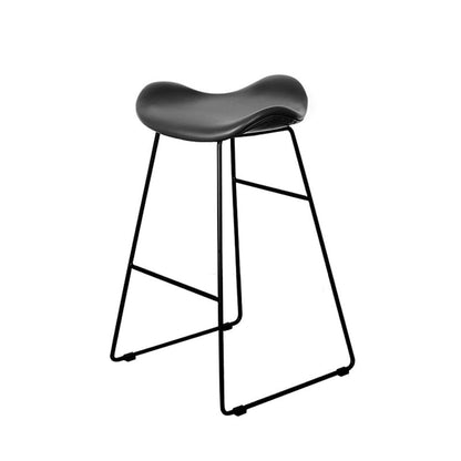 Industrial Armless Bucket Counter Stool Faux Leather Bar Chair with Metal Legs