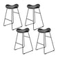 Industrial Armless Bucket Counter Stool Faux Leather Bar Chair with Metal Legs