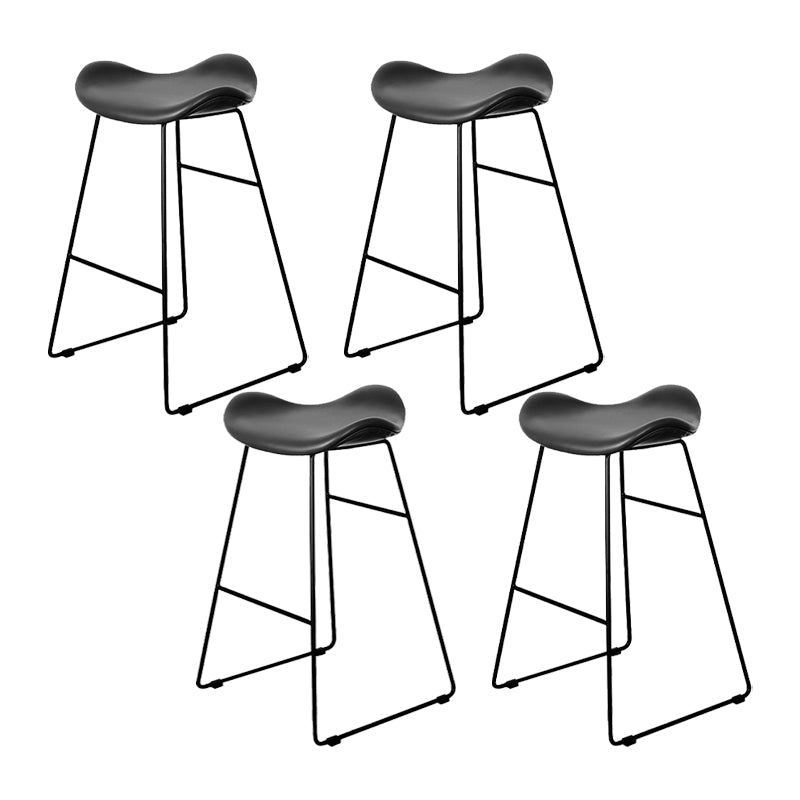 Industrial Armless Bucket Counter Stool Faux Leather Bar Chair with Metal Legs