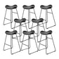 Industrial Armless Bucket Counter Stool Faux Leather Bar Chair with Metal Legs