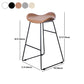 Industrial Armless Bucket Counter Stool Faux Leather Bar Chair with Metal Legs
