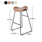 Industrial Armless Bucket Counter Stool Faux Leather Bar Chair with Metal Legs