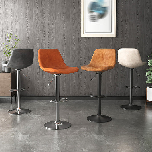 Home Footrest Adjustable Height Stool Contemporary Leather Barstool