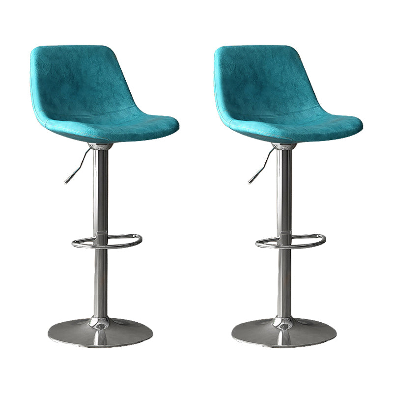 Home Footrest Adjustable Height Stool Contemporary Leather Barstool Blue Silver 2 Piece Set Clearhalo 'Bar Furniture' 'Bar Stools' 'bar_stools' 'furn' 'furn_bar_stools' 'Furniture' 'Kitchen & Dining Furniture' 5883252