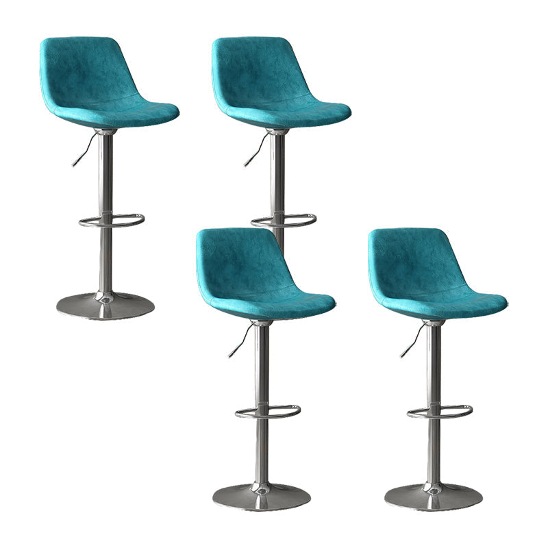 Home Footrest Adjustable Height Stool Contemporary Leather Barstool Blue Silver 4 Piece Set Clearhalo 'Bar Furniture' 'Bar Stools' 'bar_stools' 'furn' 'furn_bar_stools' 'Furniture' 'Kitchen & Dining Furniture' 5883254