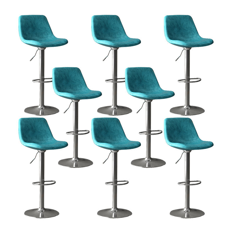 Home Footrest Adjustable Height Stool Contemporary Leather Barstool Blue Silver 8 Piece Set Clearhalo 'Bar Furniture' 'Bar Stools' 'bar_stools' 'furn' 'furn_bar_stools' 'Furniture' 'Kitchen & Dining Furniture' 5883257