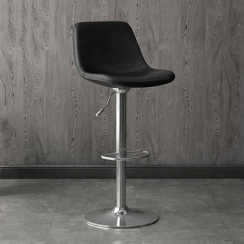 Home Footrest Adjustable Height Stool Contemporary Leather Barstool Black Silver 1 Piece Clearhalo 'Bar Furniture' 'Bar Stools' 'bar_stools' 'furn' 'furn_bar_stools' 'Furniture' 'Kitchen & Dining Furniture' 5883263