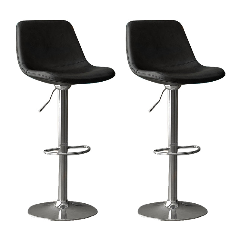 Home Footrest Adjustable Height Stool Contemporary Leather Barstool Black Silver 2 Piece Set Clearhalo 'Bar Furniture' 'Bar Stools' 'bar_stools' 'furn' 'furn_bar_stools' 'Furniture' 'Kitchen & Dining Furniture' 5883264
